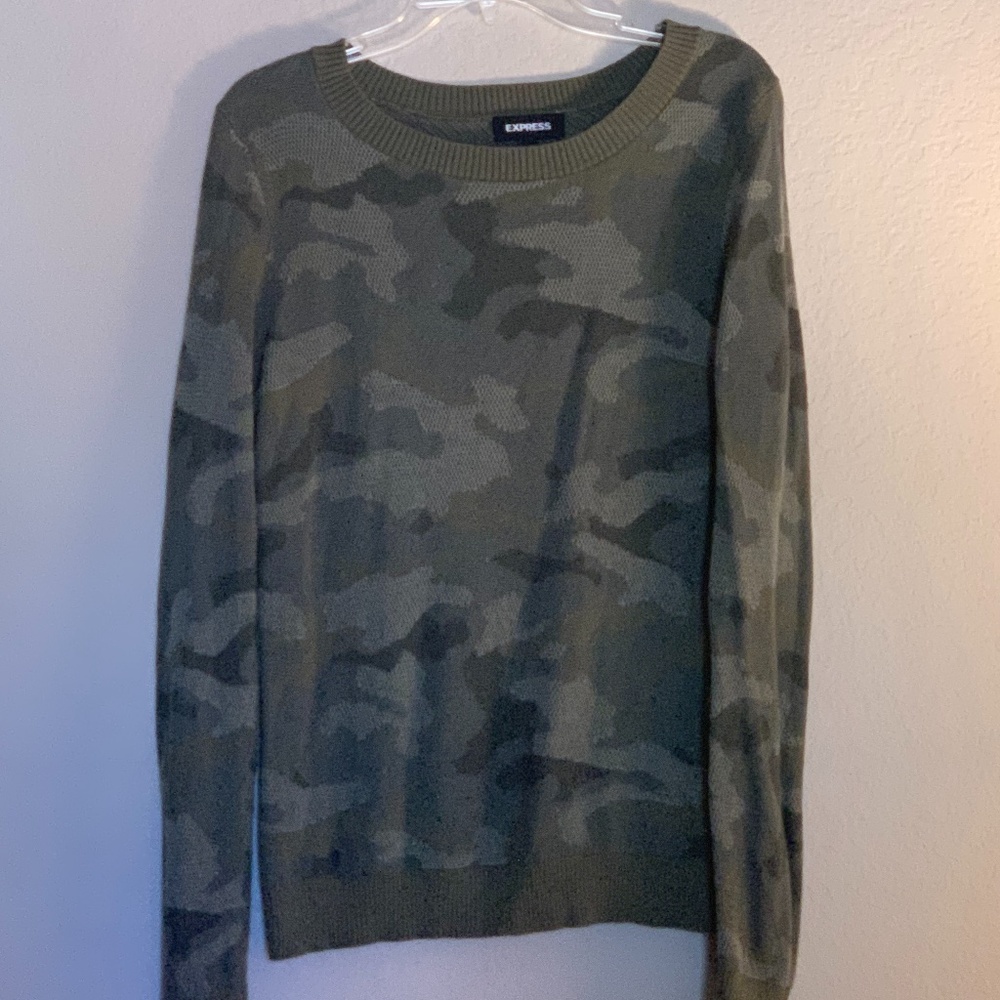 Express Camo Crewneck Sweater